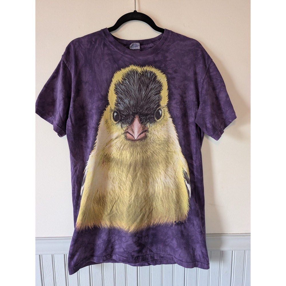 Quail Hollow Purple Tie Dye Goldfinch T-Shirt Men Medium Art Nature Big Face